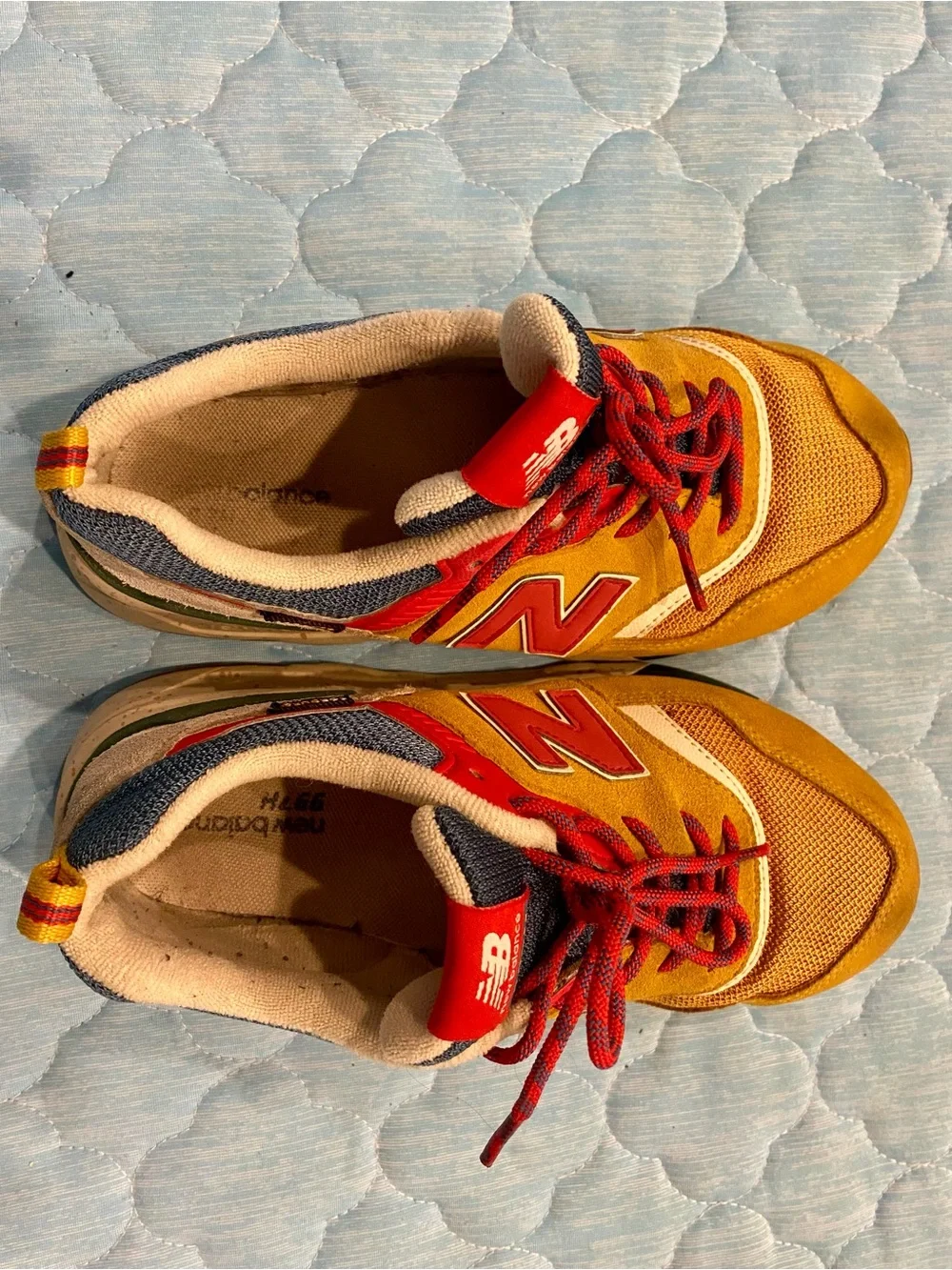 New Balance Kids Sneakers in Mustard Yellow and Red